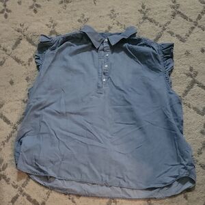 Chic Blue Ruffled Sleeveless Top